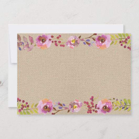 vrijgezellenfeest Floral Burlap Jars Pink Kaart (Achterkant)