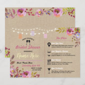 vrijgezellenfeest Floral Burlap Jars Pink Kaart (Voorkant / Achterkant)