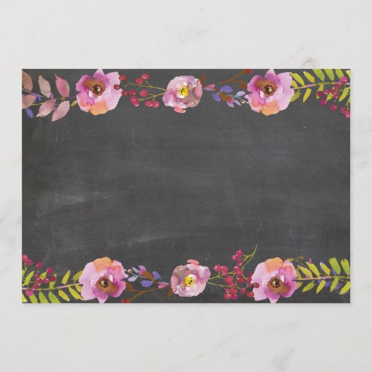 vrijgezellenfeest Floral Jars Pink Itinerary Chalk Programmakaart (Achterkant)