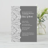 Vrijgezellenfeest: Floral Lace Pattern en grijs Kaart (Staand voorkant)