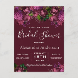 Vrijgezellenfeest Floral Marsala Bourgogne Uitnodi Uitnodiging Briefkaart