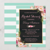 Vrijgezellenfeest Floral Mint Green Stripes Kaart (Voorkant / Achterkant)