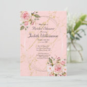 Vrijgezellenfeest Floral Pink Flat Announcement Ka Aankondiging (Staand voorkant)