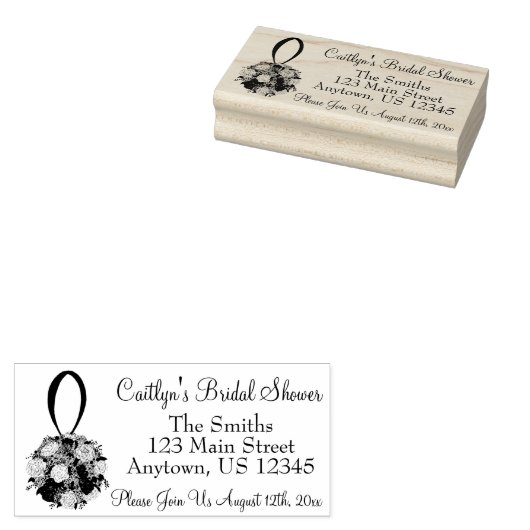 Vrijgezellenfeest Floral Rose Bouquet Wedding Addr Rubberstempel (Gestempeld)