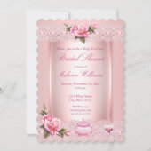 Vrijgezellenfeest Floral roze rozen High Tea Party Kaart (Voorkant)