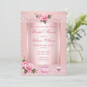 Vrijgezellenfeest Floral roze rozen High Tea Party Kaart (Staand voorkant)