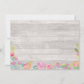 vrijgezellenfeest Floral Rustic Wood Pink Invite Kaart (Achterkant)