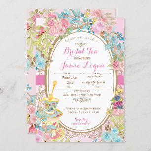 vrijgezellenfeest Floral Tea Party Invitation Kaart