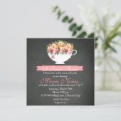 Vrijgezellenfeest Floral Tea Party Modern Rustic Kaart (Staand voorkant)