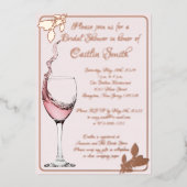 Vrijgezellenfeest Floral Toast, Blush Pink, Roos G Folie Uitnodiging (Voorkant)