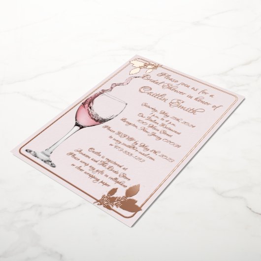 Vrijgezellenfeest Floral Toast, Blush Pink, Roos G Folie Uitnodiging (Gedraaid)