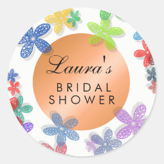 Vrijgezellenfeest Floral Waterverf Roze Paars Ronde Sticker