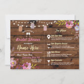 vrijgezellenfeest Floral Wood Jars Pink Itinerary Kaart (Voorkant)