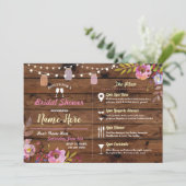 vrijgezellenfeest Floral Wood Jars Pink Itinerary Kaart (Staand voorkant)
