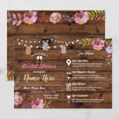 vrijgezellenfeest Floral Wood Jars Pink Itinerary Kaart (Voorkant / Achterkant)