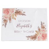 Vrijgezellenfeest florale blush roze pampas gras r groot cadeauzakje (Voorkant)