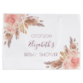 Vrijgezellenfeest florale blush roze pampas gras r groot cadeauzakje (Achterkant)