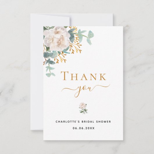 Vrijgezellenfeest florale eucalyptus greeneregant bedankkaart (Voorkant)