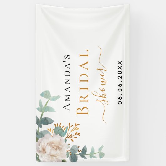 Vrijgezellenfeest florale eucalyptus greeneregant spandoek (Verticaal)