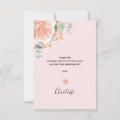 Vrijgezellenfeest florale eucalyptus roos goudroze bedankkaart (Achterkant)