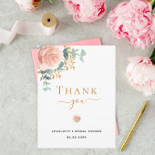 Vrijgezellenfeest florale eucalyptus roze dank u briefkaart