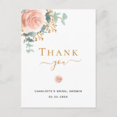 Vrijgezellenfeest florale eucalyptus roze dank u briefkaart (Voorkant)