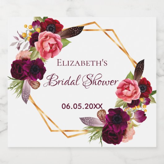 Vrijgezellenfeest florale geometrische witte burgu sparkling wijnetiket (Enkel label)