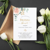 Vrijgezellenfeest florale roos goud eucalyptusgroe kaart