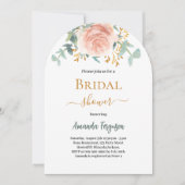 Vrijgezellenfeest florale roos goud eucalyptusgroe kaart (Voorkant)