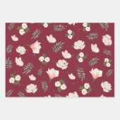 Vrijgezellenfeest floreel patroon Navy Burgundy Pi Inpakpapier Vel (Voorkant 3)