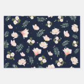 Vrijgezellenfeest floreel patroon Navy Burgundy Pi Inpakpapier Vel (Voorkant 2)