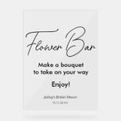 Vrijgezellenfeest Flower Bar Elegant Acryl Bord (Voorkant)