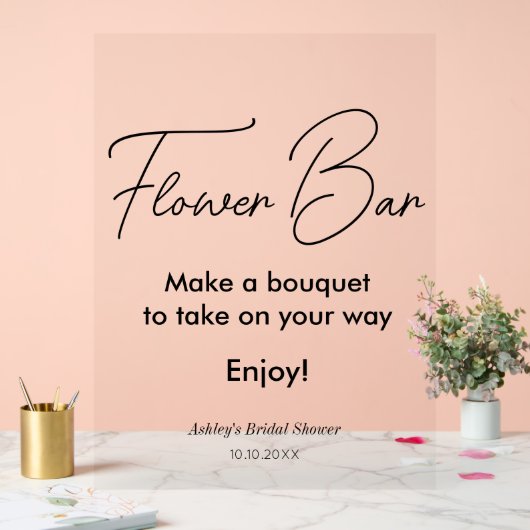 Vrijgezellenfeest Flower Bar Elegant Acryl Bord (Huwelijk)