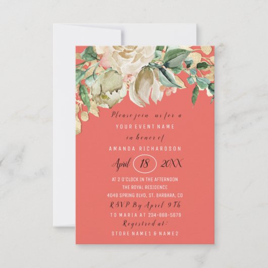 Vrijgezellenfeest Flower Brunch Coral Green Mint R Kaart (Voorkant)