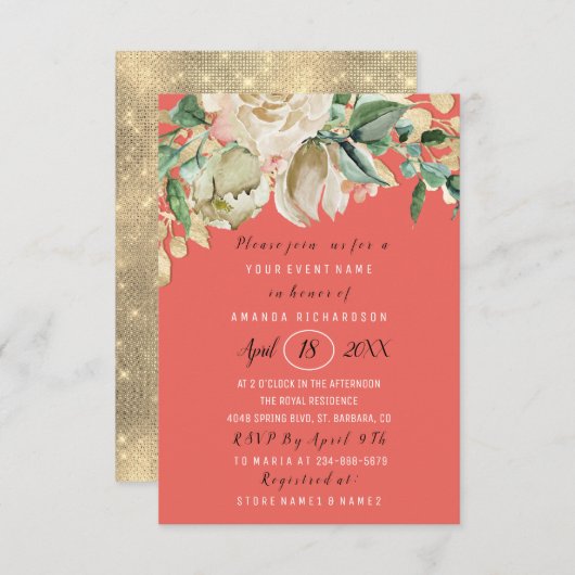 Vrijgezellenfeest Flower Brunch Coral Green Mint R Kaart (Voorkant / Achterkant)