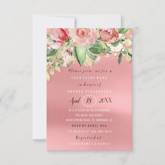 Vrijgezellenfeest Flower Brunch Greenery Rozen Gol Kaart (Voorkant)