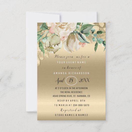 Vrijgezellenfeest Flower Brunch Mint Roos Gold Kaart (Voorkant)