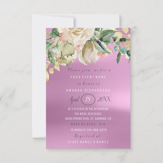 Vrijgezellenfeest Flower Brunch Spark Gold Paars Kaart (Voorkant)