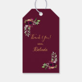 Vrijgezellenfeest Flowers Bourgondië Boho Dank u Cadeaulabel (Achterkant)