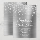 Vrijgezellenfeest Folie Sparkly Diamond Silver Sat Kaart (Voorkant / Achterkant)