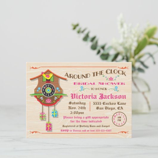 Vrijgezellenfeest Folk art Cuckoo Kaart (Staand voorkant)