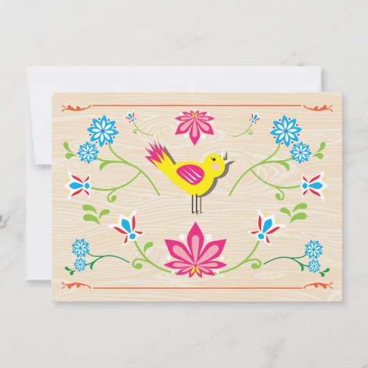 Vrijgezellenfeest Folk art Cuckoo Kaart (Achterkant)