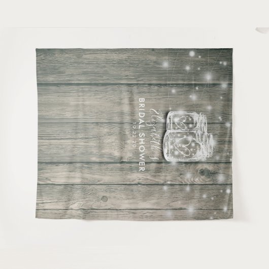 Vrijgezellenfeest Foto achtergrond hout Mason Jar  Wandkleed (Voorkant (horizontaal))