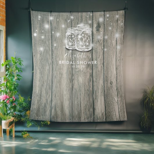 Vrijgezellenfeest Foto achtergrond hout Mason Jar  Wandkleed