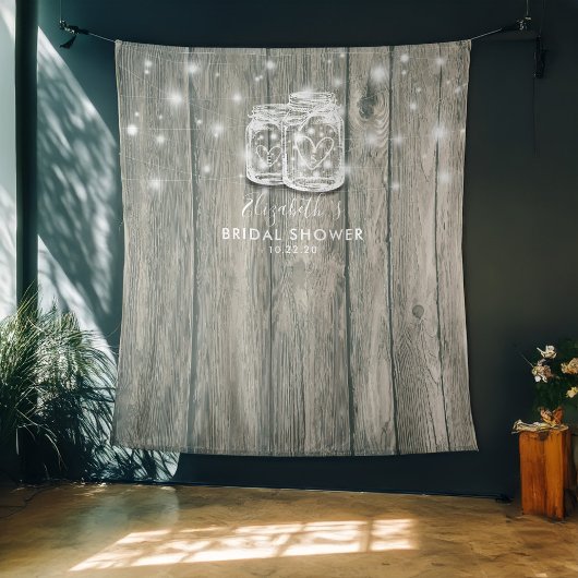 Vrijgezellenfeest Foto achtergrond hout Mason Jar  Wandkleed