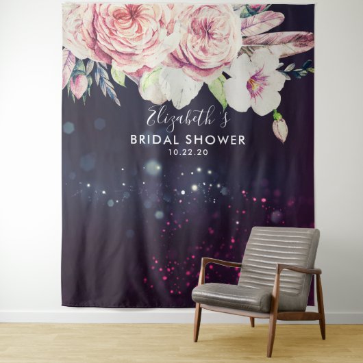 Vrijgezellenfeest Foto Achtergrondbloemen Paarse l Wandkleed (In situ)