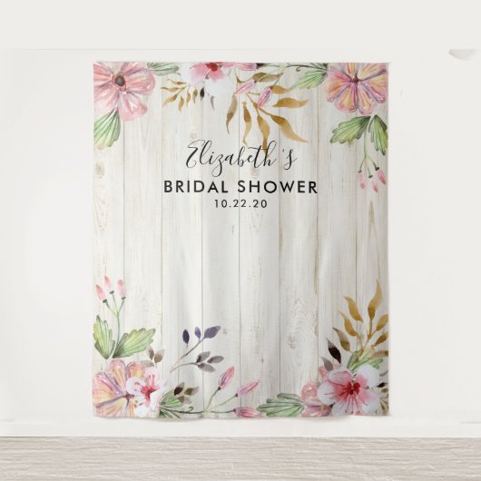 Vrijgezellenfeest Foto-achtergrondbloemen Rustic W Wandkleed (Voorkant)