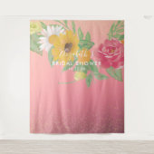 Vrijgezellenfeest Foto Booth Backdrop roze Flowers Wandkleed (Voorkant)