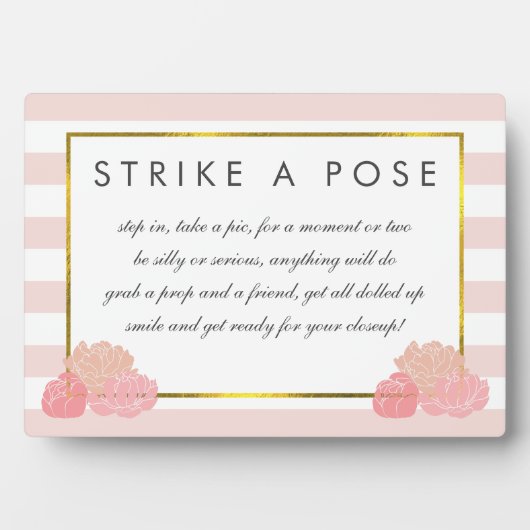 Vrijgezellenfeest Foto Booth Sign Plaque Pink Stri Fotoplaat (voorkant)