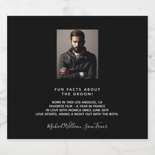 Vrijgezellenfeest foto leuke weetjes bio zwarte br bier etiket (Enkel label)